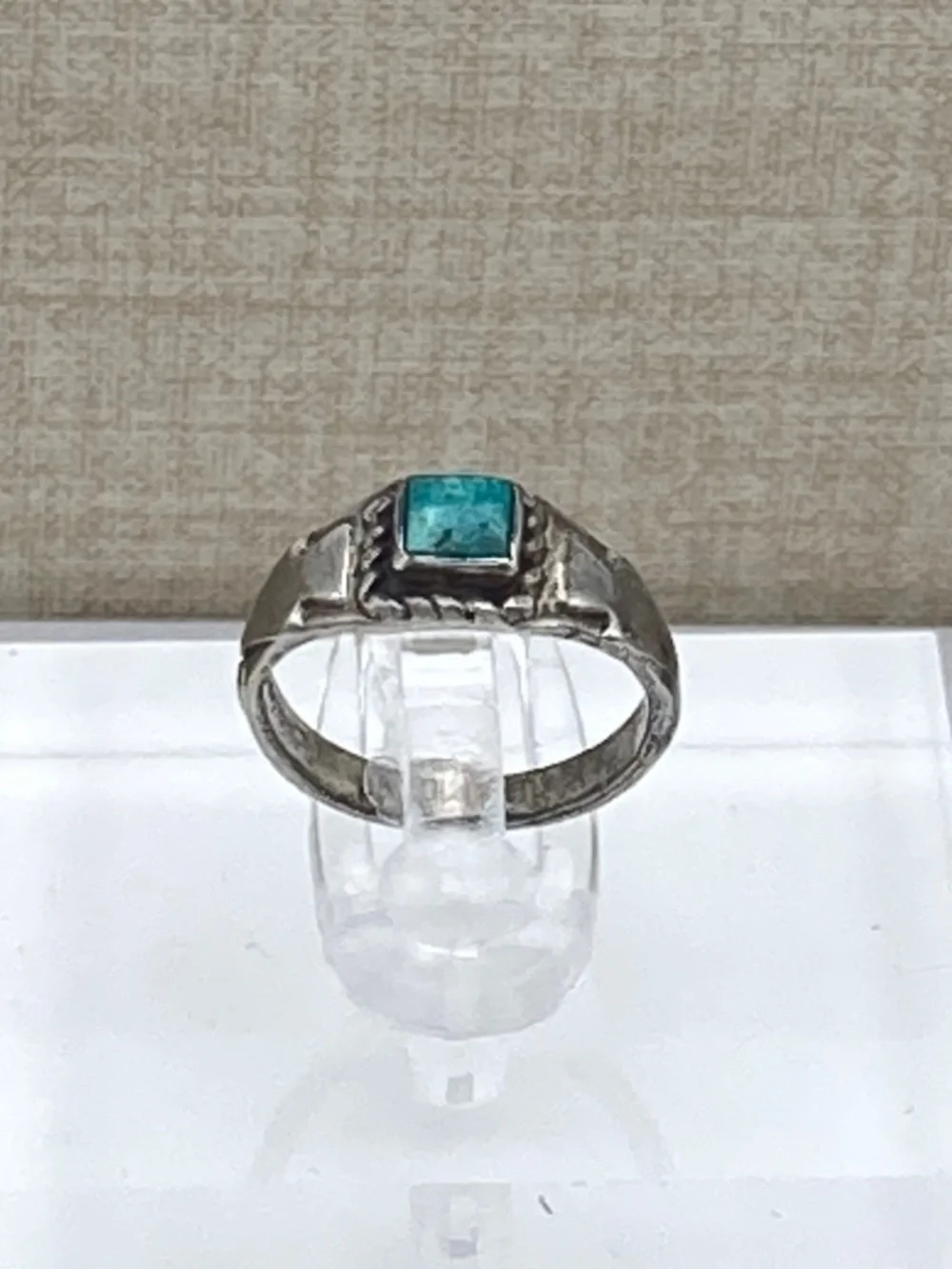 Fred Harvey Era Infant No mark Old Sterling Silver Vintage Square Southwest Ring